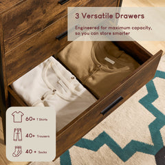 Brooklyn 3-Drawer Chest - Dark Wood