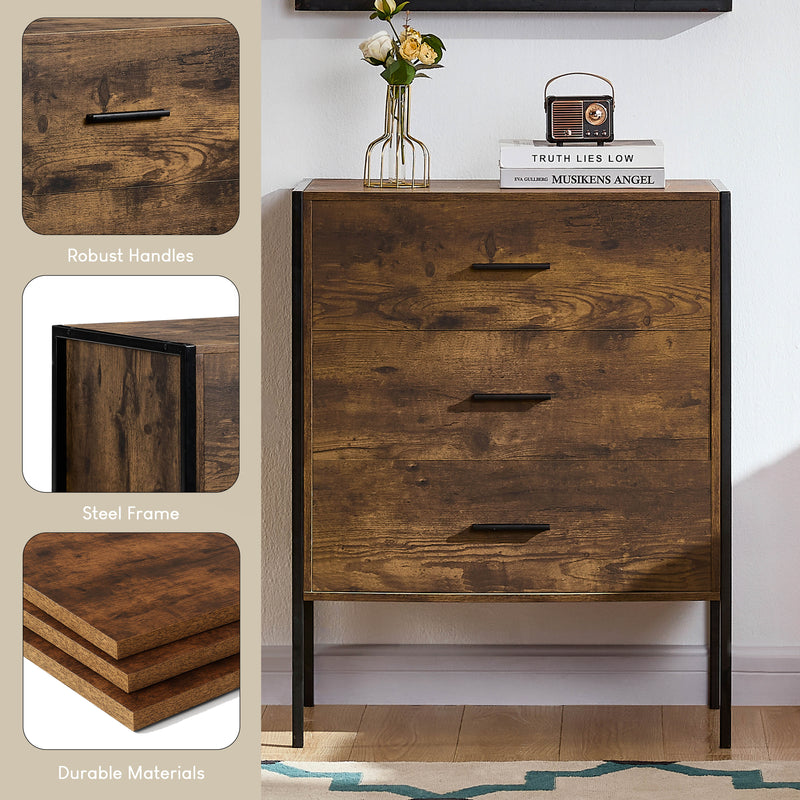 Brooklyn 3-Drawer Chest - Dark Wood