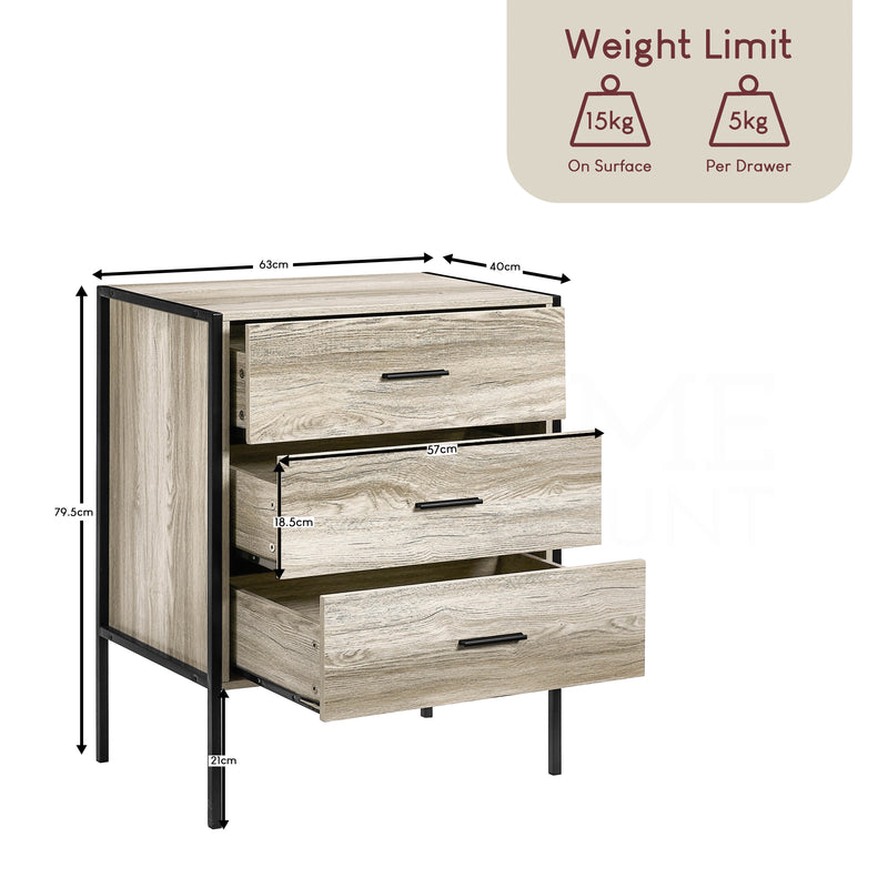 Brooklyn 3-Drawer Chest - Grey