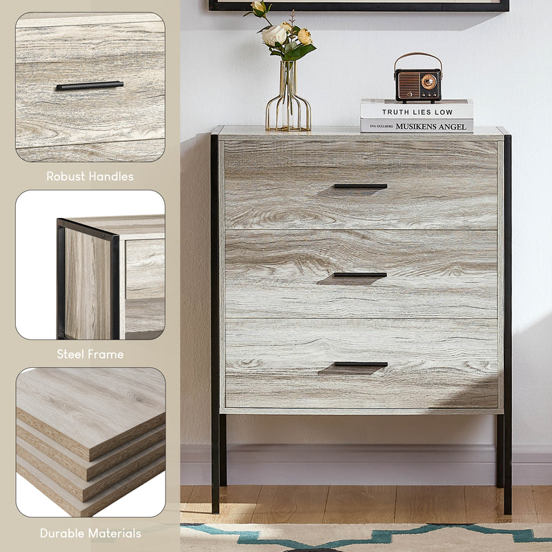 Brooklyn 3-Drawer Chest - Grey