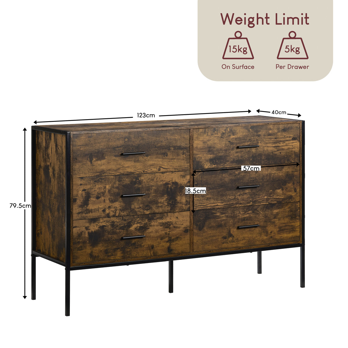 Brooklyn 6-Drawer Chest - Dark Wood