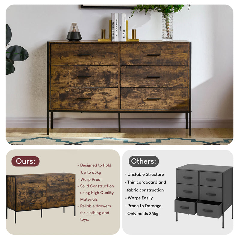 Brooklyn 6-Drawer Chest - Dark Wood