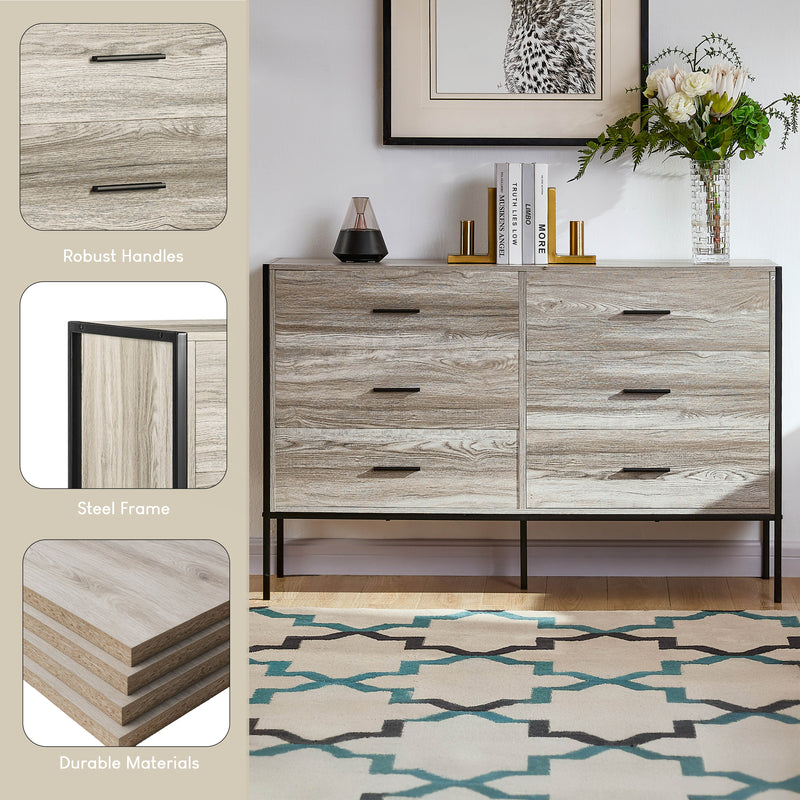Brooklyn 6-Drawer Chest - Grey
