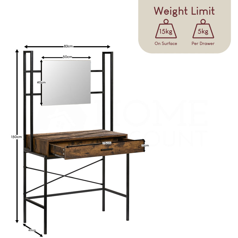 Brooklyn 1-Drawer Dressing Table - Dark Wood