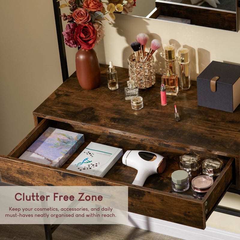 Brooklyn 1-Drawer Dressing Table - Dark Wood