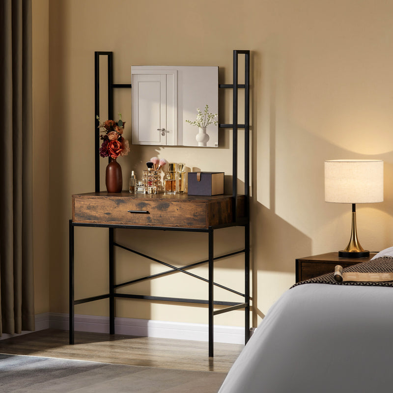 Brooklyn 1-Drawer Dressing Table - Dark Wood