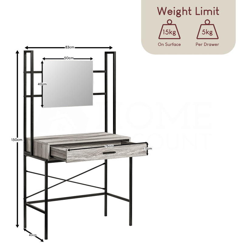 Brooklyn 1-Drawer Dressing Table - Grey