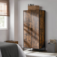 Brooklyn 2-Door Wardrobe - Dark Wood
