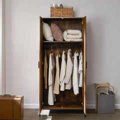 Brooklyn 2-Door Wardrobe - Dark Wood