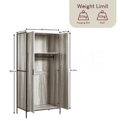 Brooklyn 2-Door Wardrobe - Grey