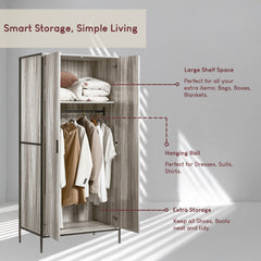 Brooklyn 2-Door Wardrobe - Grey