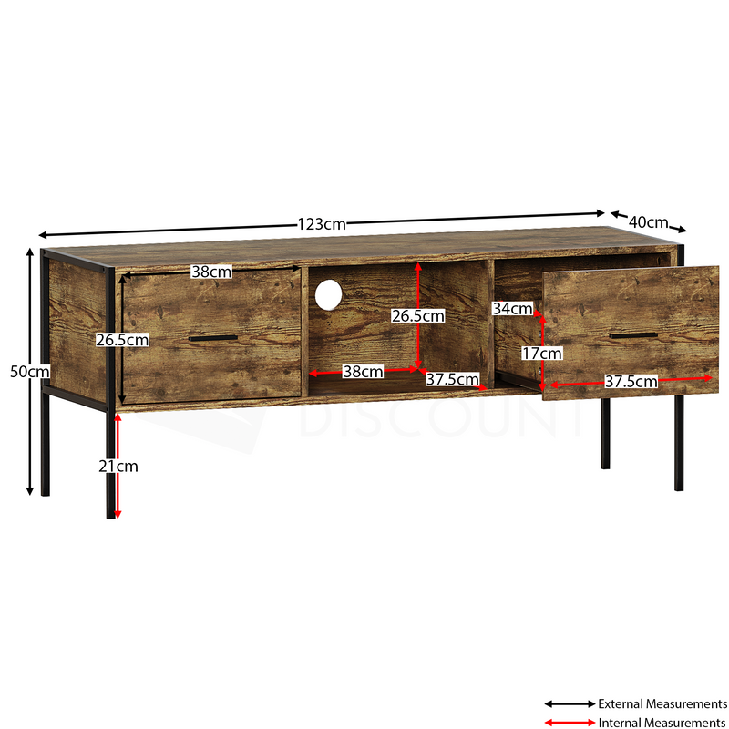 Brooklyn 2 Drawer TV Unit, Dark Wood