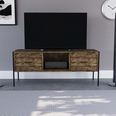 Brooklyn 2 Drawer TV Unit, Dark Wood