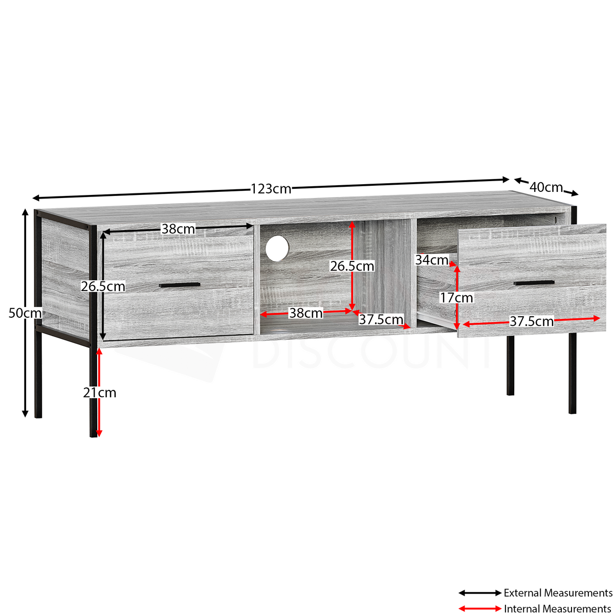 Brooklyn 2-Drawer TV Unit - Grey