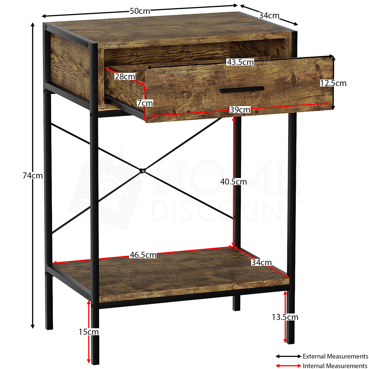 Brooklyn 1-Drawer Console Table - Dark Wood
