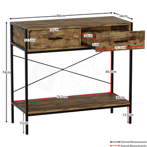 Brooklyn 2-Drawer Console Table - Dark Wood