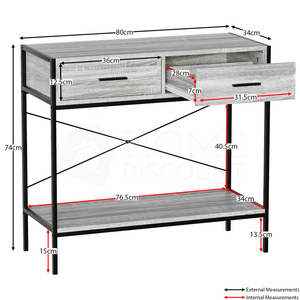 Brooklyn 2-Drawer Console Table - Grey