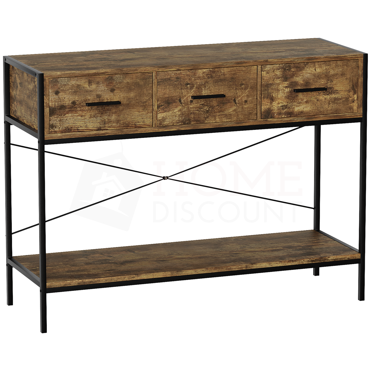Brooklyn 3-Drawer Console Table - Dark Wood