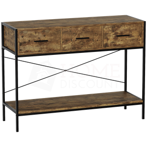 Brooklyn 3-Drawer Console Table - Dark Wood