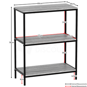 Brooklyn 3-Tier Bookcase - Grey