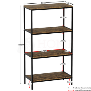 Brooklyn 4-Tier Bookcase - Dark Wood