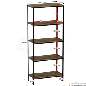 Brooklyn 5-Tier Bookcase - Dark Wood