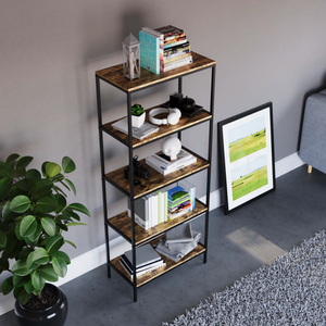 Brooklyn 5-Tier Bookcase - Dark Wood