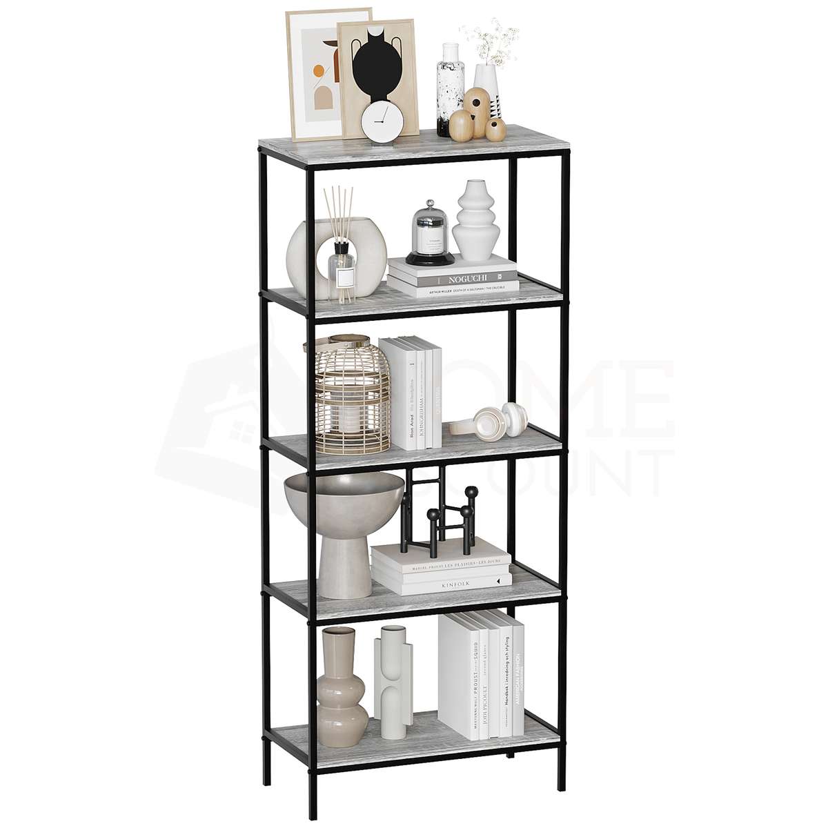 Brooklyn 5-Tier Bookcase - Grey