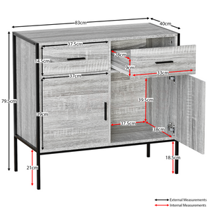 Brooklyn 2-Door 2-Drawer Sideboard - Grey