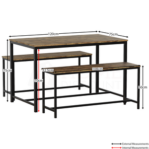 Brooklyn 4-Seater Dining Set - Dark Wood