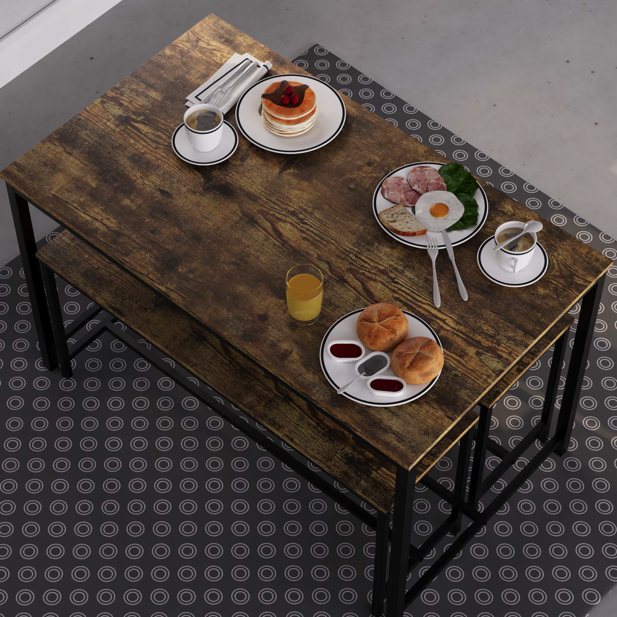 Brooklyn 4-Seater Dining Set - Dark Wood