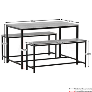 Brooklyn 4-Seater Dining Set - Grey