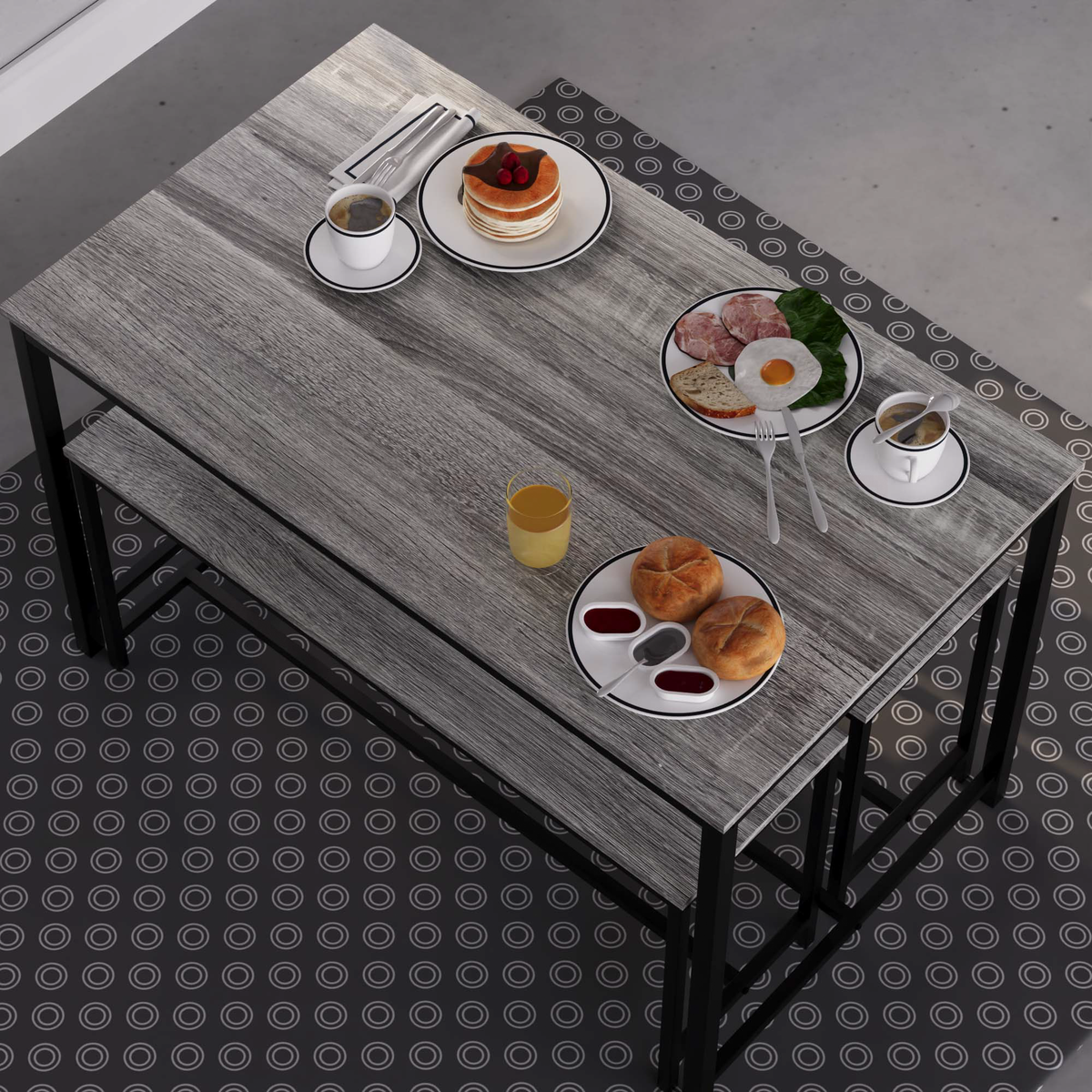 Brooklyn 4-Seater Dining Set - Grey