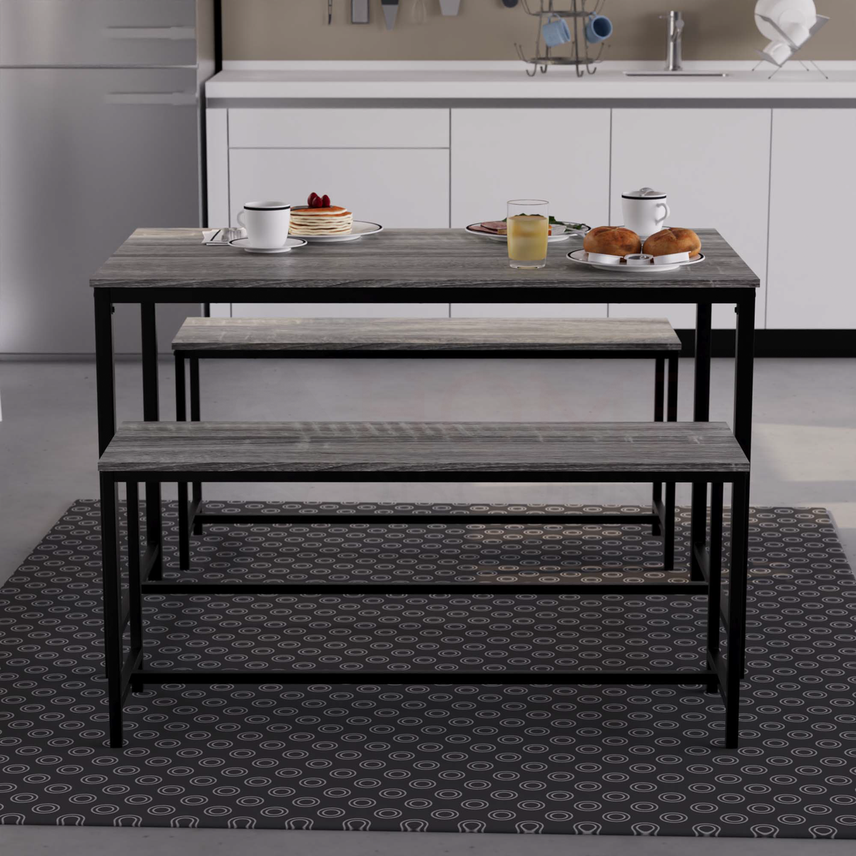 Brooklyn 4-Seater Dining Set - Grey