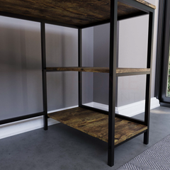 Brooklyn Desk with 2 Shelves, Dark Wood