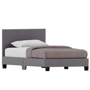 Lisbon Single Faux Leather Bed, Grey UKFR