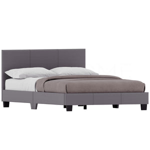 Lisbon Small Double Faux Leather Bed, Grey UKFR