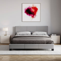Lisbon King Size Faux Leather Bed, Grey UKFR