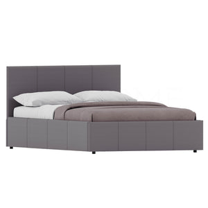 Lisbon Small Double Ottoman Faux Leather Bed, Grey UKFR