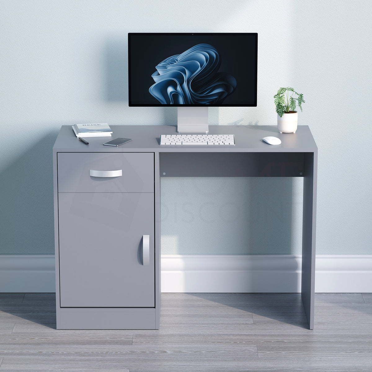 Hudson 1-Drawer 1-Door Computer Desk - Grey