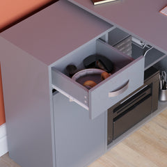 Longton 1-Door 1-Drawer Adjustable Computer Desk, Grey