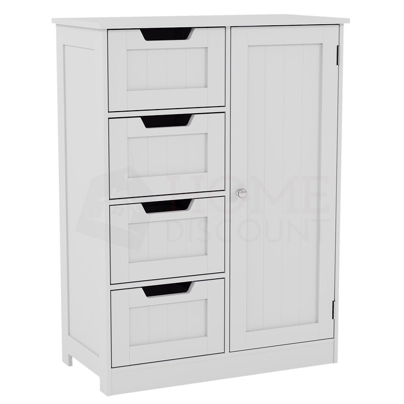 4 Drawer 1 Door Floor Cabinet, White (FSC 100%)