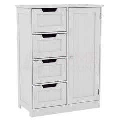4 Drawer 1 Door Floor Cabinet, White (FSC 100%)