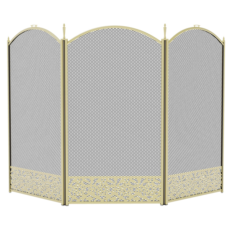 Ingleton 3-Panel Fire Guard - Brass