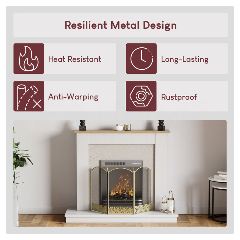Ingleton 3-Panel Fire Guard - Brass