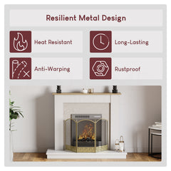 Ingleton 3-Panel Fire Guard - Brass