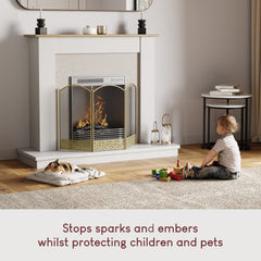 Ingleton 3-Panel Fire Guard - Brass