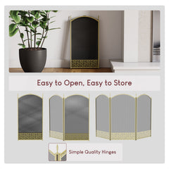 Ingleton 3-Panel Fire Guard - Brass