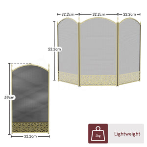Ingleton 3-Panel Fire Guard - Brass