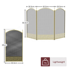 Ingleton 3-Panel Fire Guard - Brass